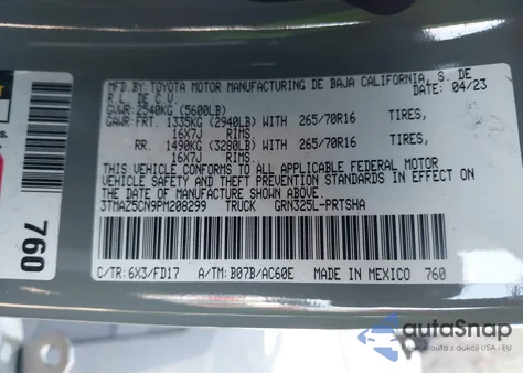 2023 Toyota Tacoma Trd Off Road from USA, damaged, VIN 3TMAZ5CN9PM208299